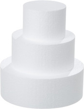 3 Tiers round Foam Cake Dummies Set 4" 6" 8" White Fake Practice Cake Dummy 9 In