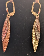 14k Tri-color Gold Earrings 3 grams 1 7/8 long