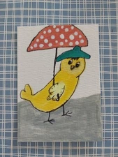 Bird Expressionism Original Painting 3.5x2.5 Aceo  Collectible  Home Decor Art