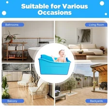Portable Folding Bathtub Adult SPA Soaking Bath Bucket Foldable Water Tub Blue