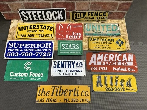 Signs Original Fence Co Advertising Gas Oil Vintage Sears Fox Soldier Steel