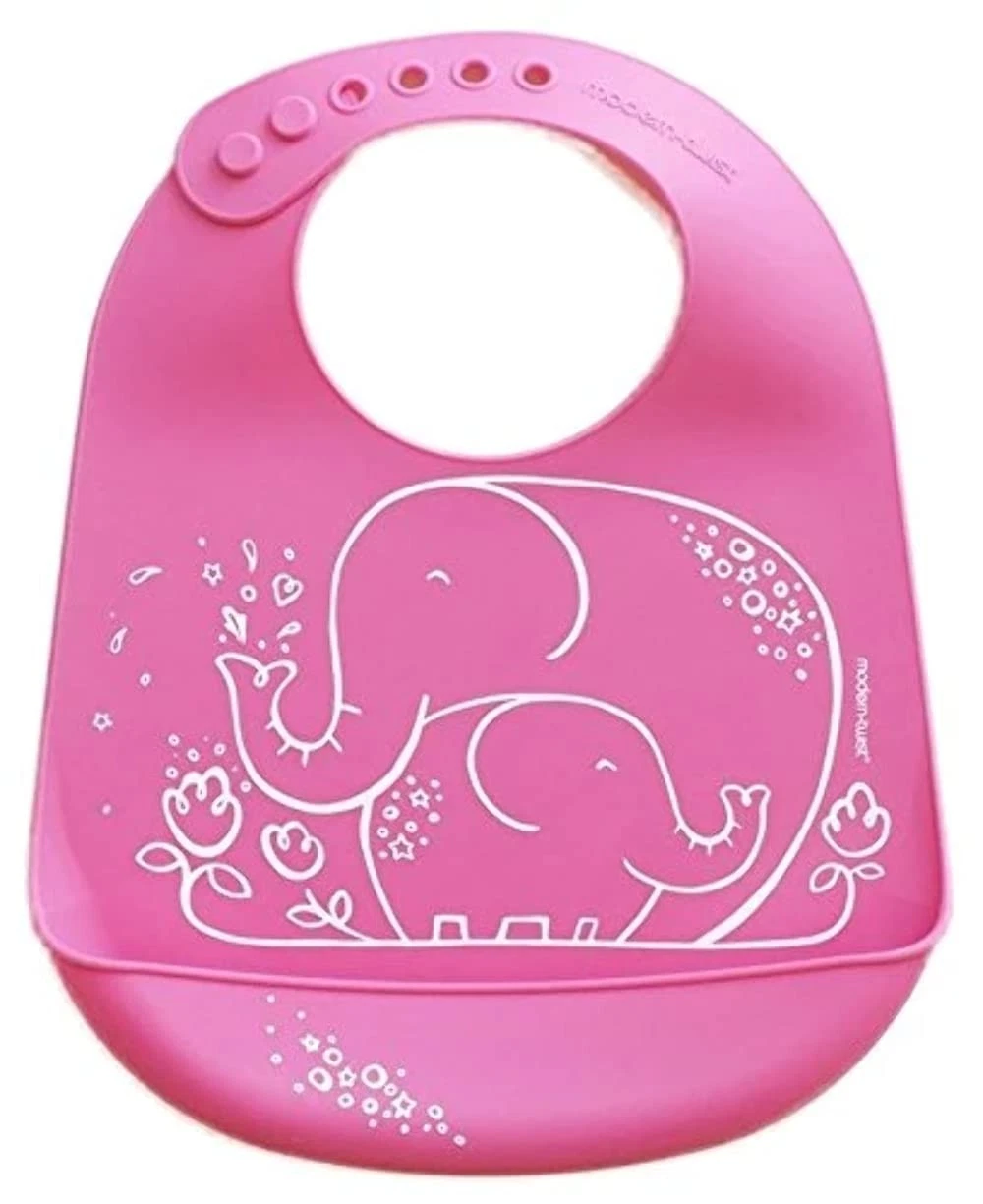 Bucket-Bib Silicone Baby Bib, No BPAs, Flexible, Dishwasher Safe Bib, Elephan...