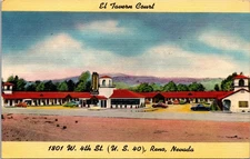 El Tavern Court Motel Reno Nevada Linen Postcard US Route 40