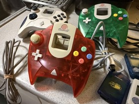 Sega Dreamcast Console Bundle W/ Rare Red & Green Controllers, 2 VRU, Mem Card