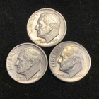90% Silver Roosevelt Dime Lot - (3) Roosevelt Dimes = 1961 D, 1964, & 1964 D
