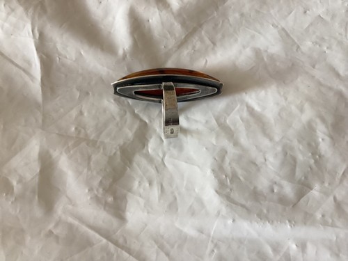 Anello Vintage Russo Sovietico Argento Sterling 875 Ambra Gioielli Donna Taglia 8-9 - Foto 5 di 7