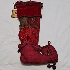 Dillards TRIMMINGS Victorian ELF TOE CHRISTMAS STOCKING Satin Tassels 21" NWT b