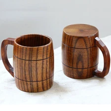 2PCS Viking Retro Style Mug Stainless Steel Resin Coffee Beer Viking Wooden Cup