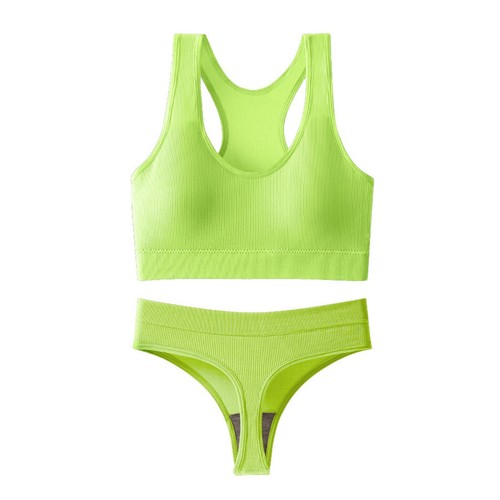 Damen-Unterwäsche-Set nahtlos gerippt hochtaillierte Slips Unterhose mit Sport-BH - Bild 56 von 68