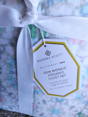 NWT Pottery Barn Teen Gem Mosaic Organic Cotton Sheet Set FULL Kendra Scott - Picture 2 of 3