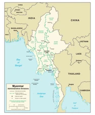 Myanmar Burma Political Administrative Province Map Country Nation Poster Print