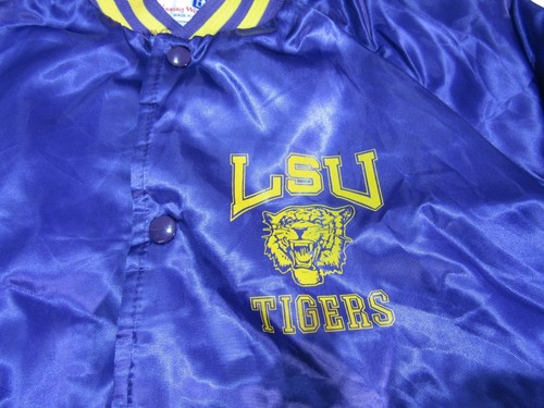 Vtg LSU Chalk line 80 Purple Satin Jacket Louisiana State Made in USA kids 14/16 - Picture 2 of 9