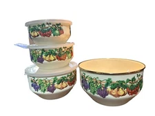 Vintage Tabletops Unlimited 7 Piece Deep Mixing Bowl Set With Plastic Lids