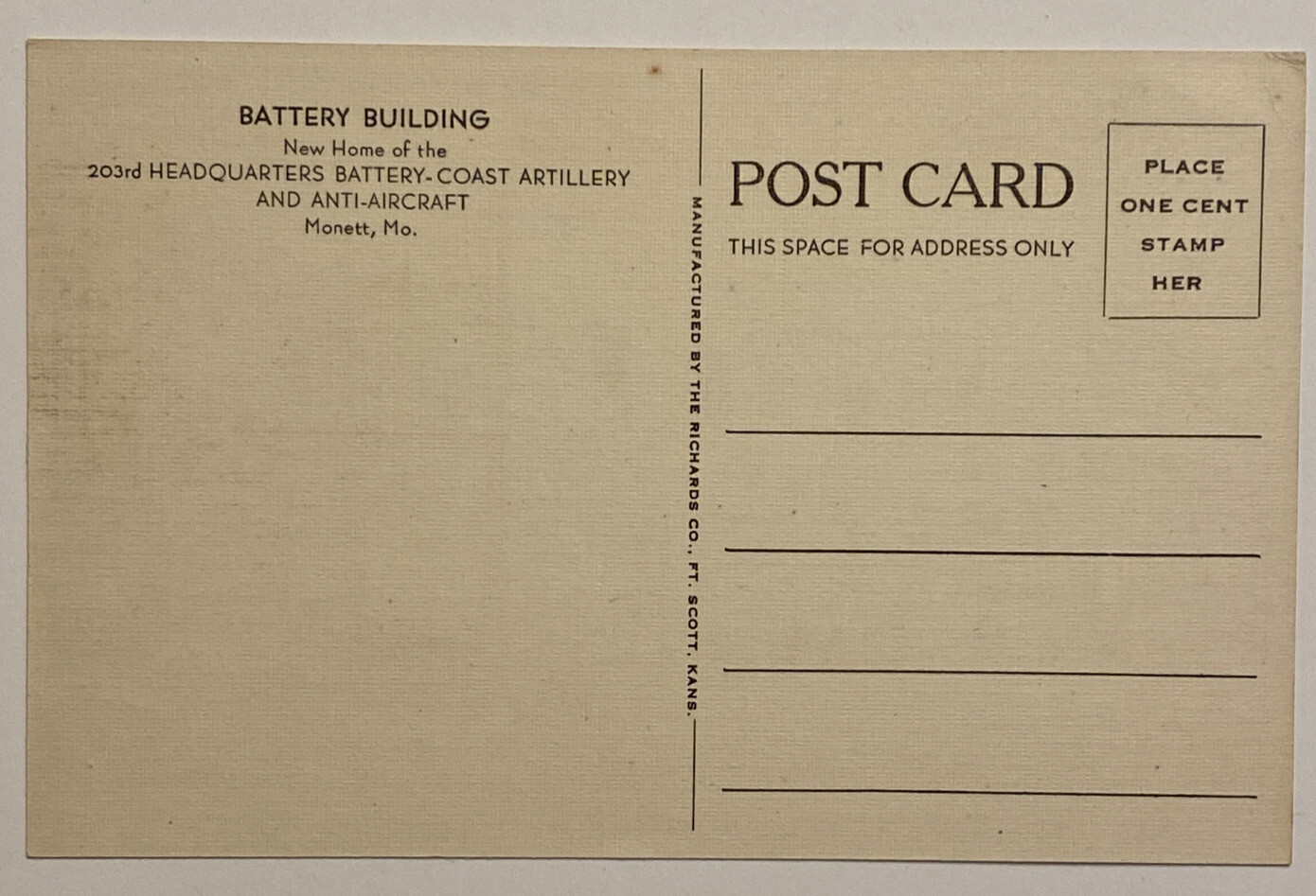 Vtg Postcards x3, Missouri, Pool, Band Stand, Battery Bld, Post