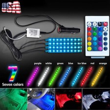 4pcs Car Rgb 48 Led Light Strip Interior Atmosphere Neon Lamp Remote Control 4pcs Car Rgb 48 Led Light Strip Interior Atmosphere Neon Lamp Remote Control