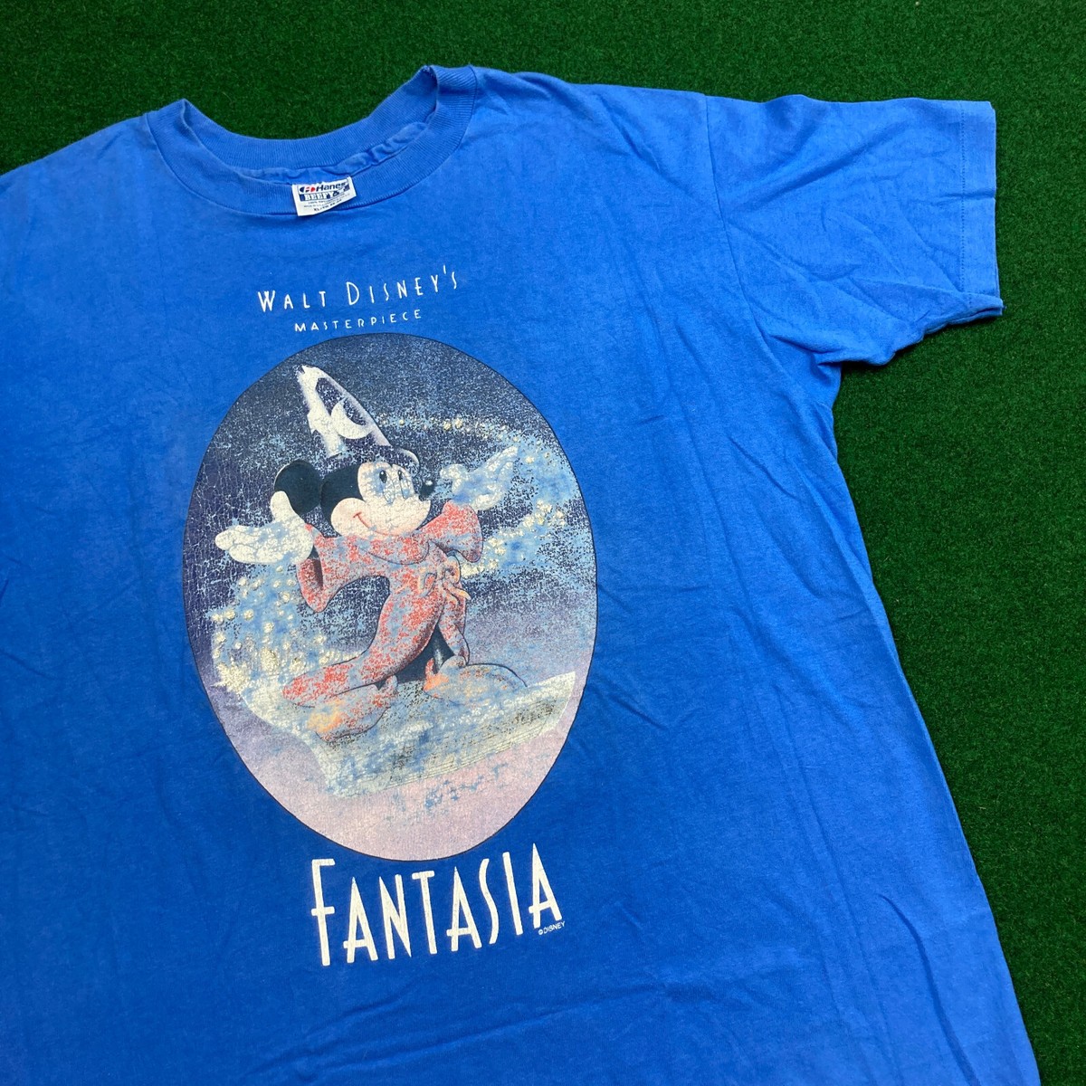 Vintage Disney Fantasia Shirt Mens XL Blue Mickey Mouse Logo  