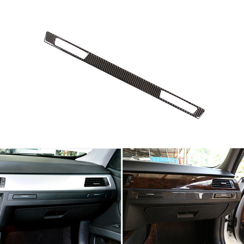 Carbon Fiber Look Cup Holder Trim For BMW E90 E92 E93 3 Series - ABS Black Frame Cover
