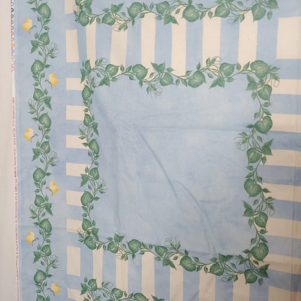 Par de paneles de almohada de tela Daisy Kingdom azul floral a rayas de hiedra dos costuras LEER Foto 2 de 4