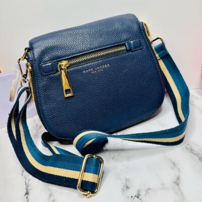 MARC JACOBS ショルダーバッグ ゴッサム レザー 2way ネイビー EUC Marc Jacobs Small Navy Blue Pebbled Leather Gotham Saddle Bag