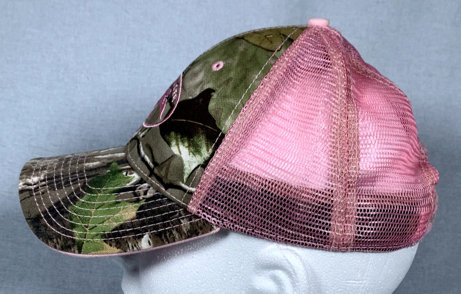 Women's Camo Duck Commander Trucker Hat Pink Mesh Hunting Adjustable Cap - Image 4 of 4