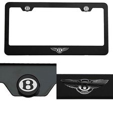 Laser Engraved Bentley Logo Mirror Matte Black License Frame Stainless Steel