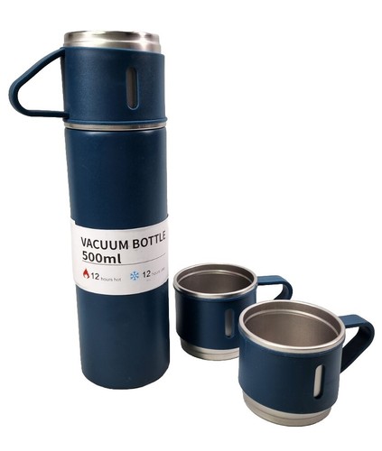 Thermos Stainless Steel 500ml Coffee Tea Water Insulated Vacuum Bottle, DarkBlue