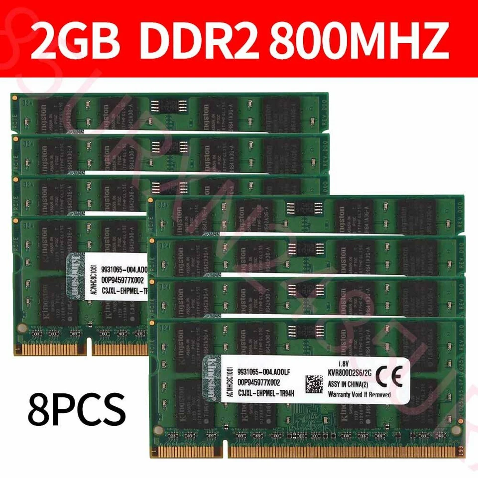 16GB 8GB 4GB 2GB DDR2 800MHz PC2-6400S KVR800D2S6/2G Laptop Memory Kingston Lot - Image 3 of 4