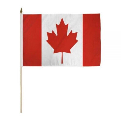 CANADA FIRST 12x18 Inches 12 x 18 Canada Stick Flag wood Staff