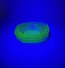 3 Vintage Vaseline Uranium Glass Small Square Bowls Madrid Pattern 5in
