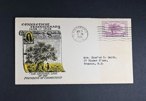 Apr 26  1935 FDC USA Scott # 772-45 Stamp Cachet Cover Lindquist Connecticut