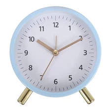 Analog Alarm Clock, Alarm Clock with Backlight Cute Silent Quartz, Blue