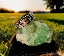 HIS👍 or HERS💋 Outstanding Bracelet, Chrome, Leather, 8" Inch Outside Fb3