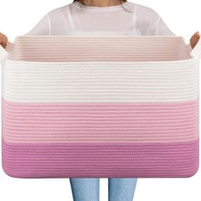 Extra Large Blanket Basket 95L Cotton Rope Woven Laundry Toy Bin for Baby Room