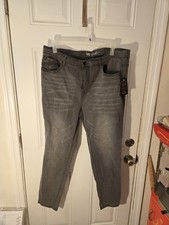 Dg2 Diane Gilman Jeans Size 18WT Grey Gray Distressed Pockets