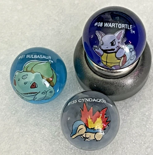 Starter Pokémon Marble Set – Bulbasaur #001 Wartortle #008 Cyndaquil #155 1990s