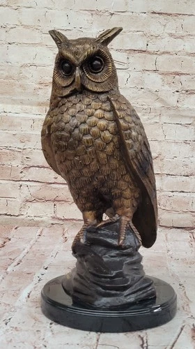 Bronze Owl Wildlife Sculpture by Moigniez: Large Bird Statue for Home Decor Sale deal from eBay