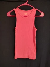 Juniors No Boundaries XS (0-2) Pink Ribbed Thick Strap Tank Top 
