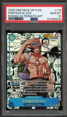 One Piece CCG Portgas.D.Ace Manga Alternate Art OP13-119 PSA 10 Gem Mint