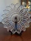 Vintage Federal Glass Sunburst & Petal Clear Pattern Serving Platter MCM 11.5”