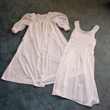Vtg 1950s Cheesecake 2 Pc Sheer Nightgown Chiffon Huge Puff Peignoir Robe M/L