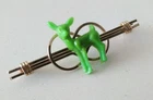 Rolled Gold 'Bambi' Brooch hand made 1940s original 9ct RG & green celluloid
