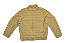 UNIQLO Men's XL Ultra Light Down Puffer Jacket Tan Collarless Water Repellent