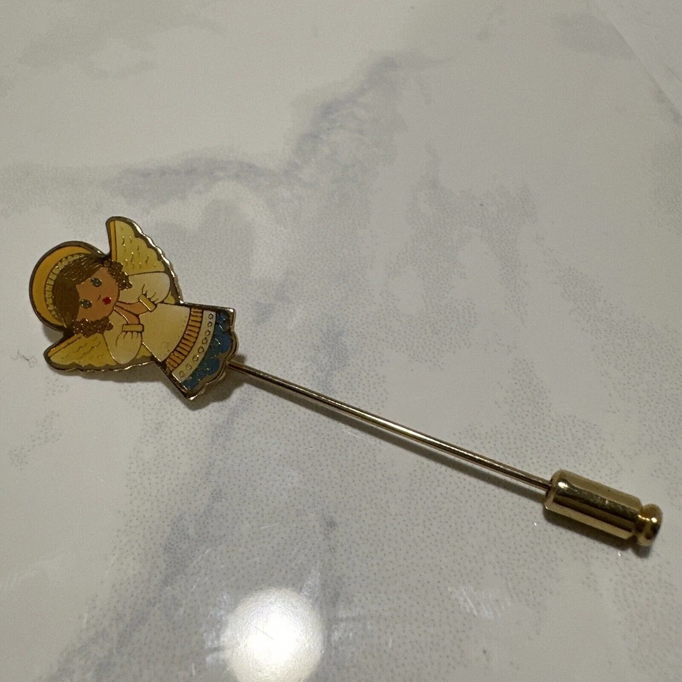Angel Stick Pin Gold Tone Religious Lapel Pin Holiday Christmas Gift - Image 4 of 4