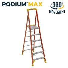 6 Ft. Fiberglass Podium Step Ladder 12 Ft. Reach 300 Lbs. Type IA Duty Rating