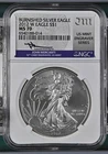 2012 W Burnished Silver Eagle NGC MS 70 John Mercanti Signed Engraver Series