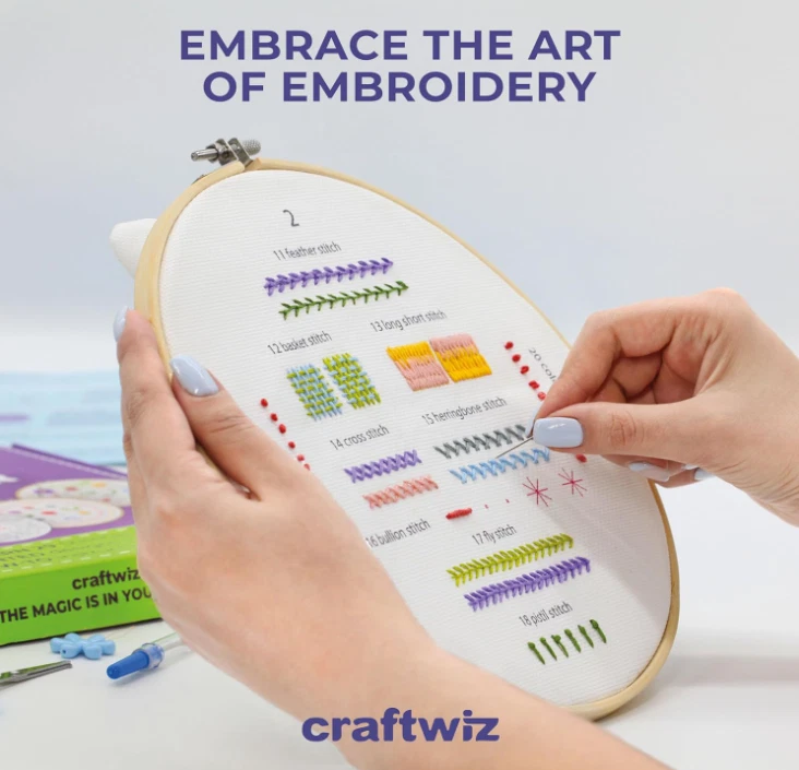 Craftwiz Kit de Bordado Inicial de 4 Piezas para Principiantes y Adolescentes con Simple. Foto 3 de 4