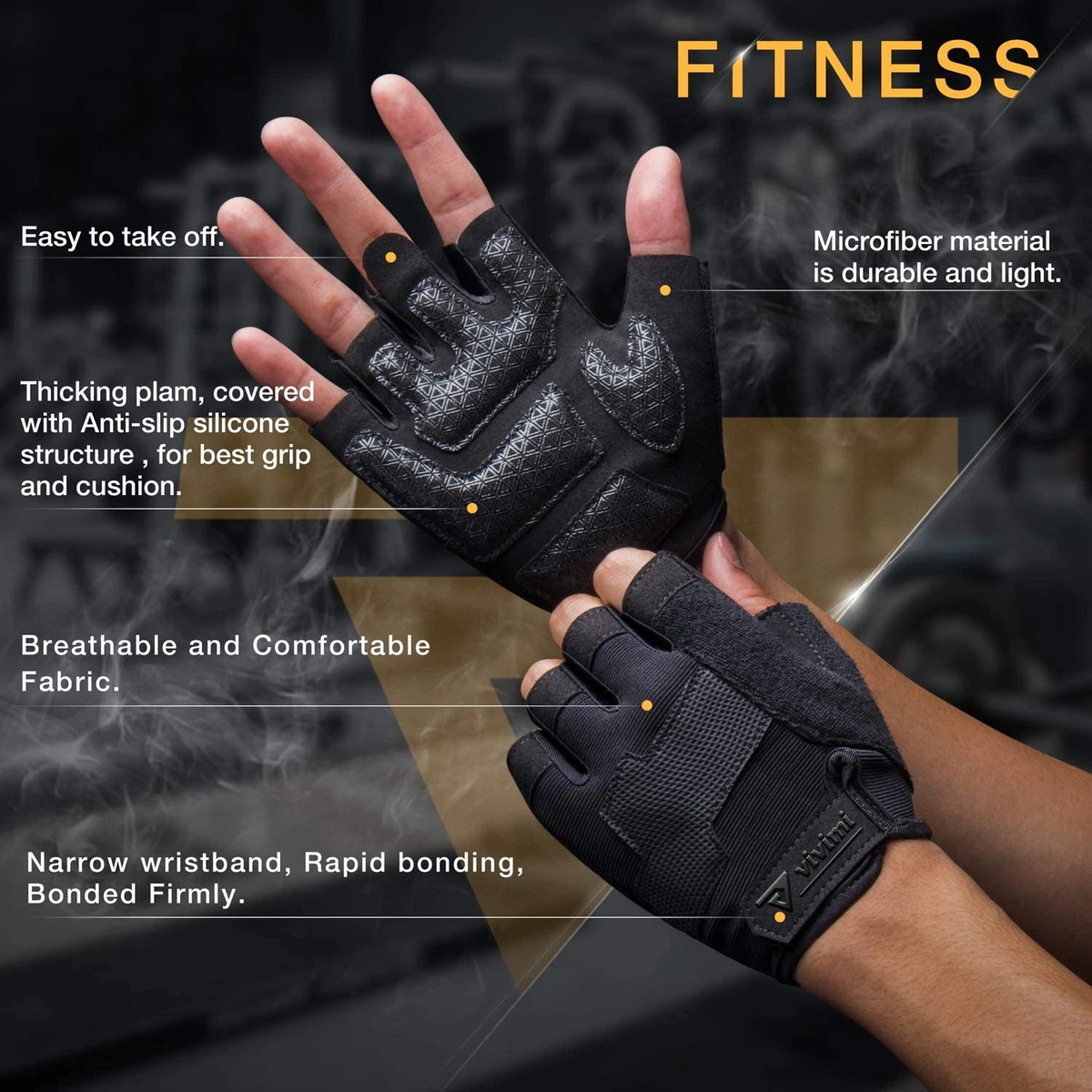 Guantes Medio Dedo de Microfibra para Entrenar Gimnasio y Levantamiento de  Pesas