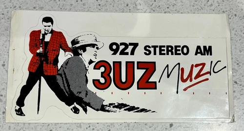Original Vntg 1980s 3UZ AM Radio Elvis Presley Elton John Unused Retro Sticker - Picture 1 of 2