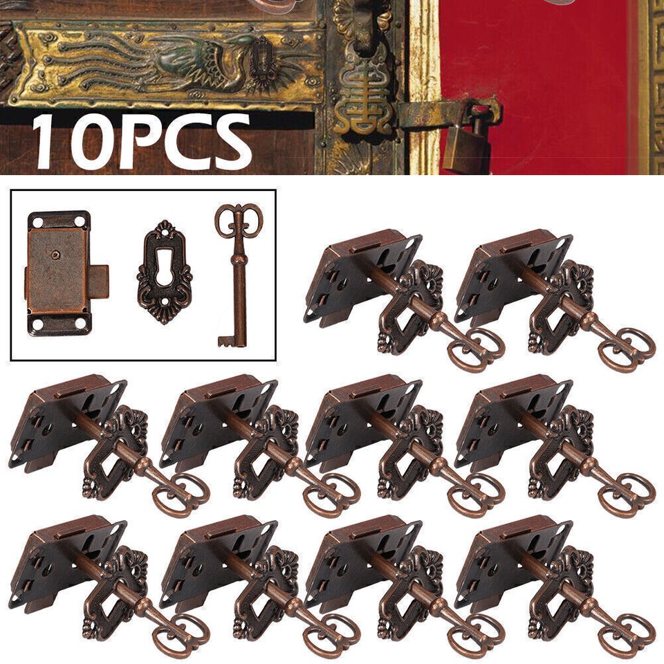 2/4/10X Vintage Door Lock Set Key Decorative Cover Curio