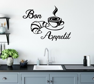 Wandsticker Guten Appetit Croissant Kunst abnehmbare Wohnaufkleber Küche Esszimmer